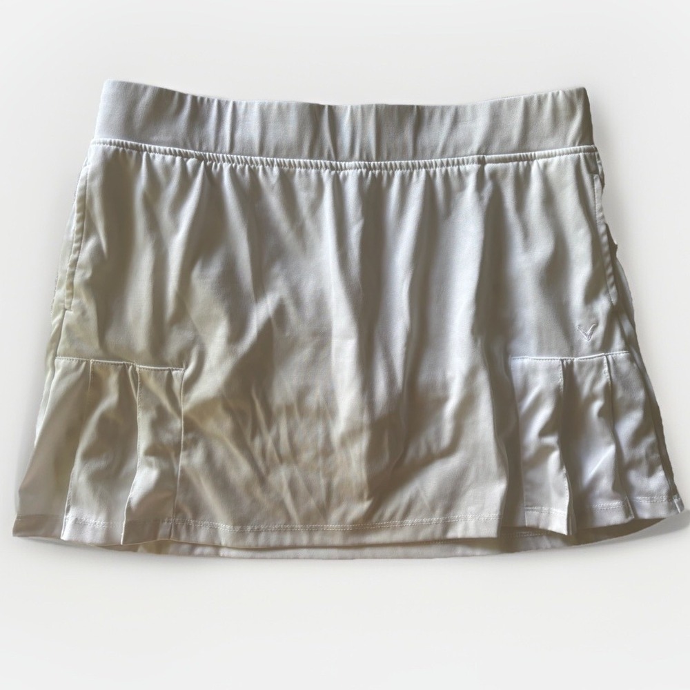 Callaway Golf Skort Womens Large White Pleated Hem‎ Athletic Tennis Skirt Preppy